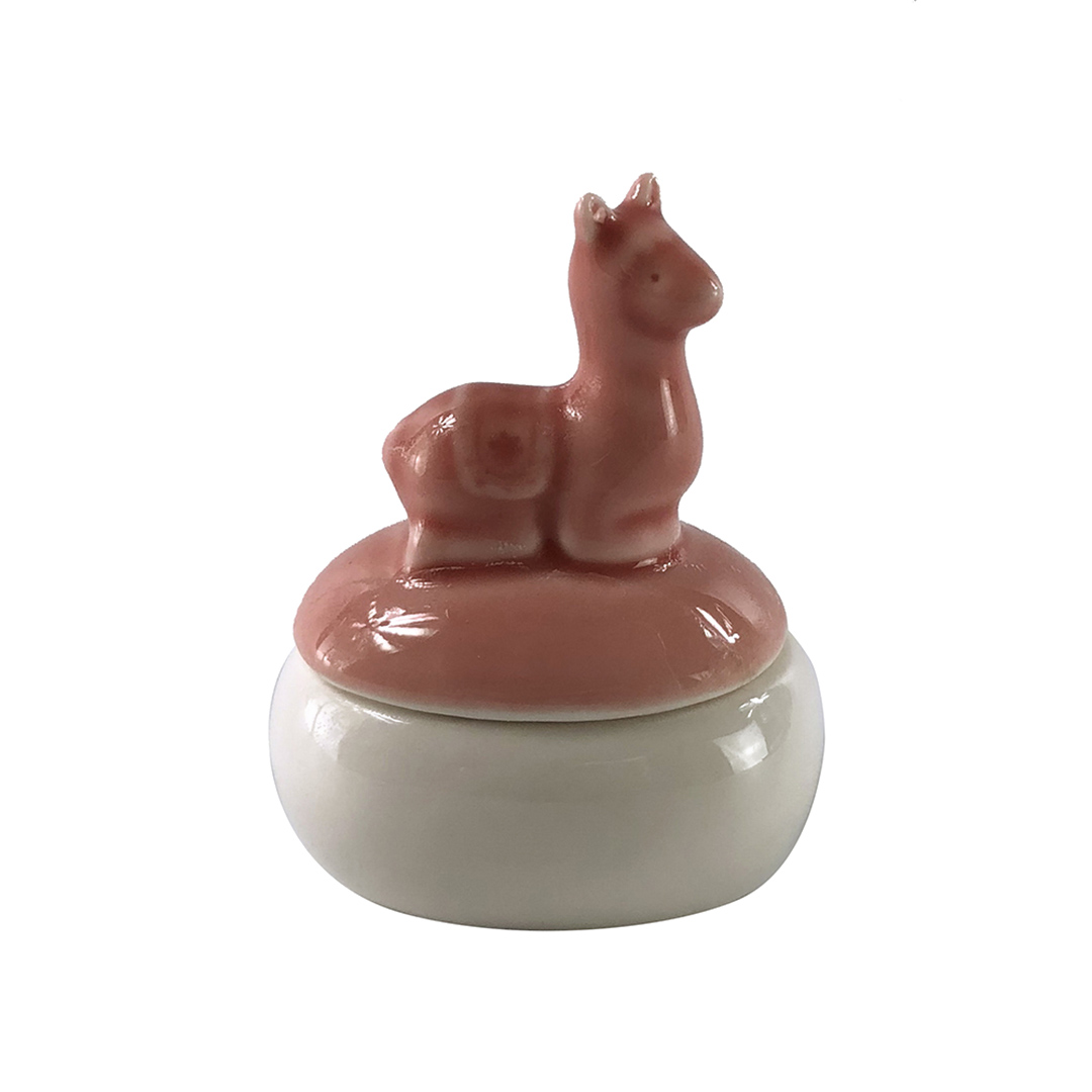 Imagem ilustrativa para Adorno caixa em porcelana L6xP5xA8cm cor rosa e branca