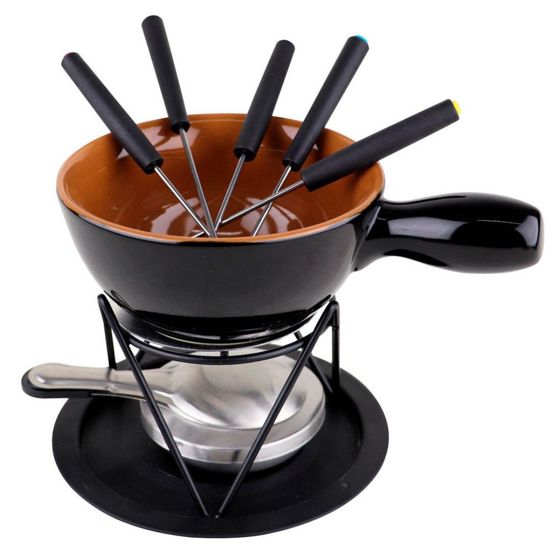 Fotografia para o produto Aparelho de fondue 09 pecas para queijo em ceramica L22,2xP17,2xA15,4cm cor preta