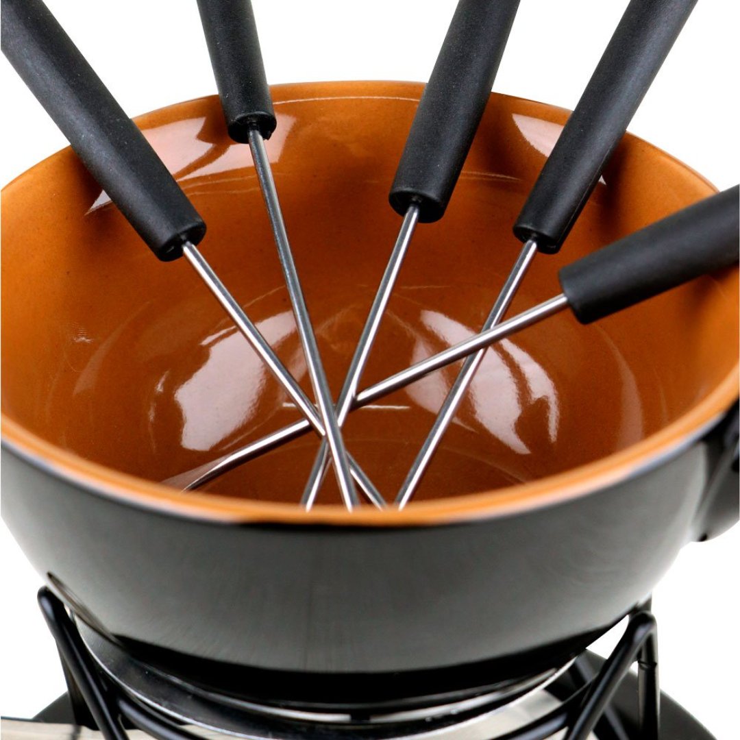 Fotografia para o produto Aparelho de fondue 09 pecas para queijo em ceramica L22,2xP17,2xA15,4cm cor preta