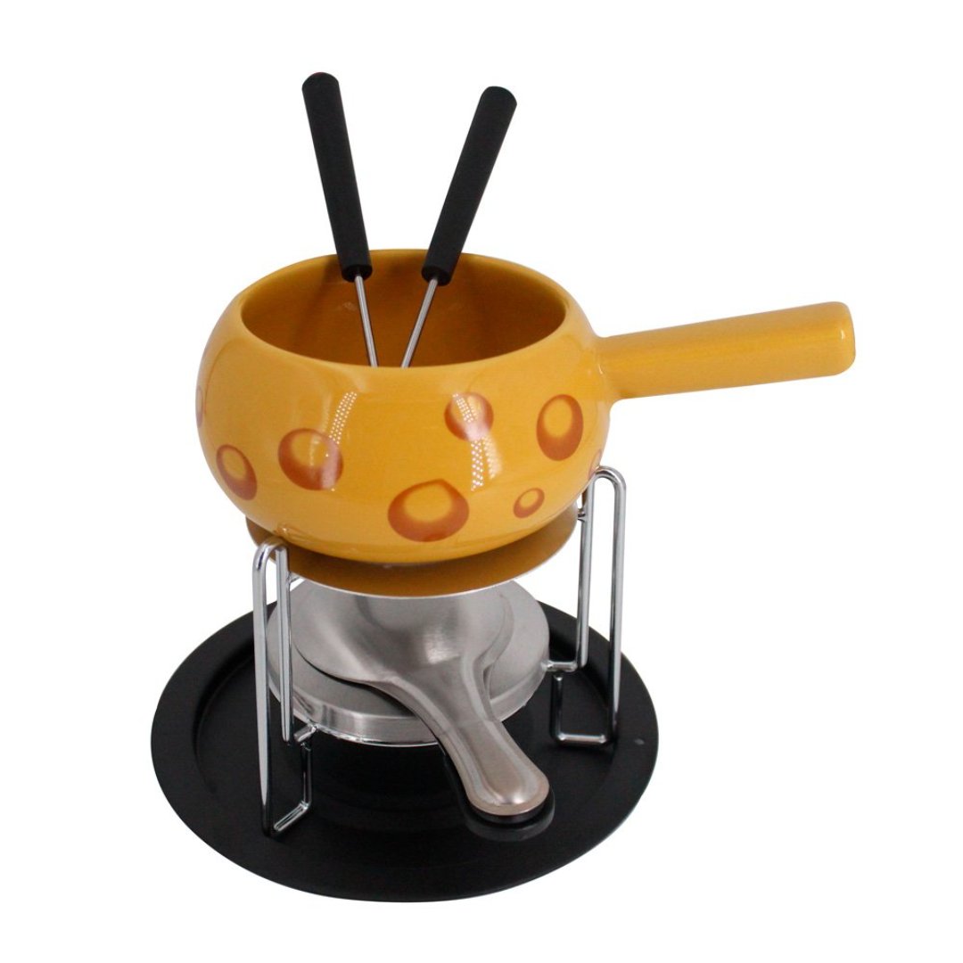 Imagem ilustrativa para Aparelho de fondue para queijo em cerâmica 07 peças L19xP17,2xA17,3cm cor amarela