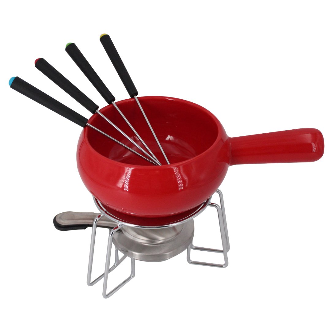 Imagem ilustrativa para Aparelho de fondue para queijo em cerâmica 08 peças L24xP15xA17cm cor vermelha