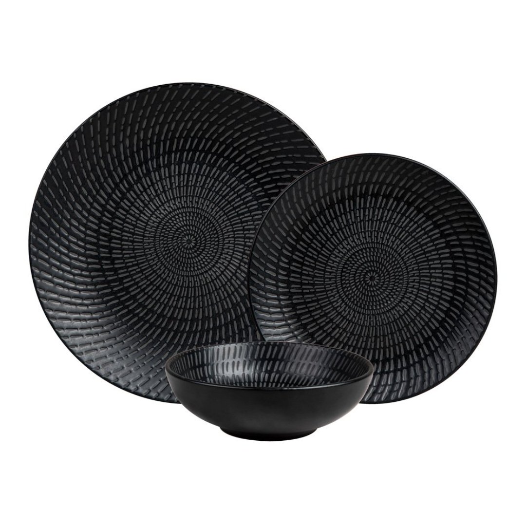 Imagem ilustrativa para Aparelho de jantar em cerâmica 18 peças cor preta