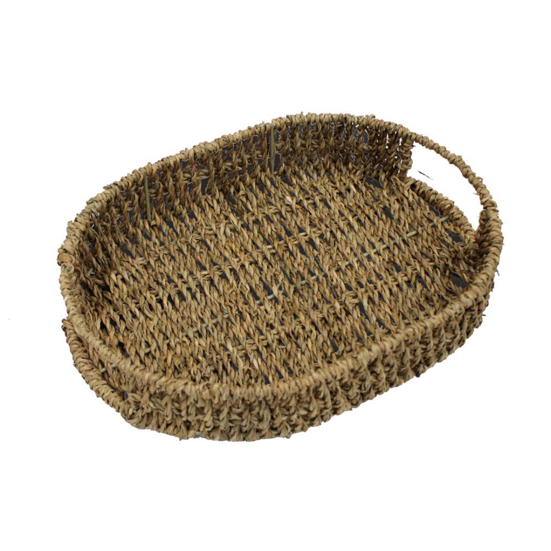 Fotografia para o produto Bandeja oval com alça em fibra natural L28xP21xA5cm