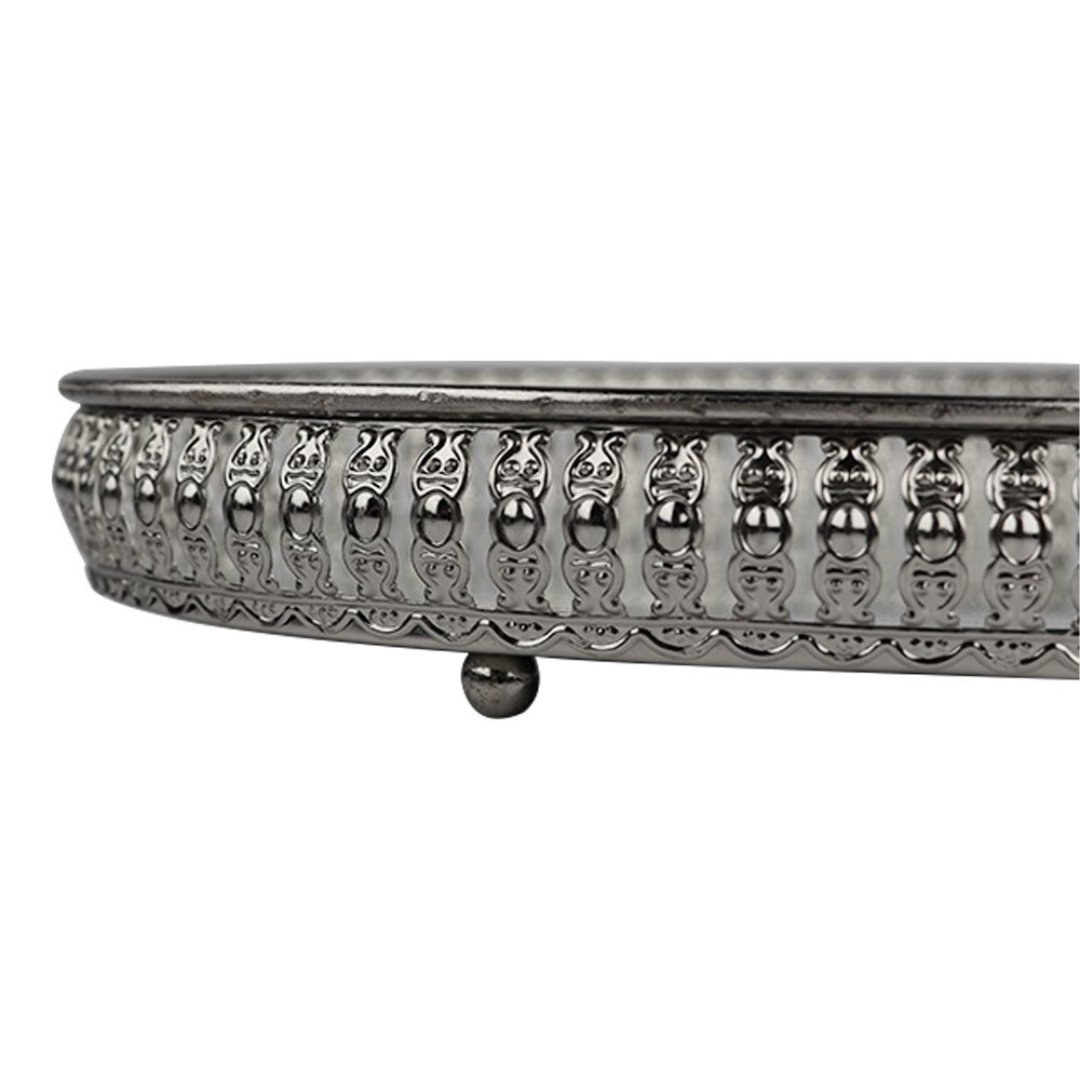 Fotografia para o produto Bandeja oval em ferro com espelho L32xP22,5xA4cm cor prata