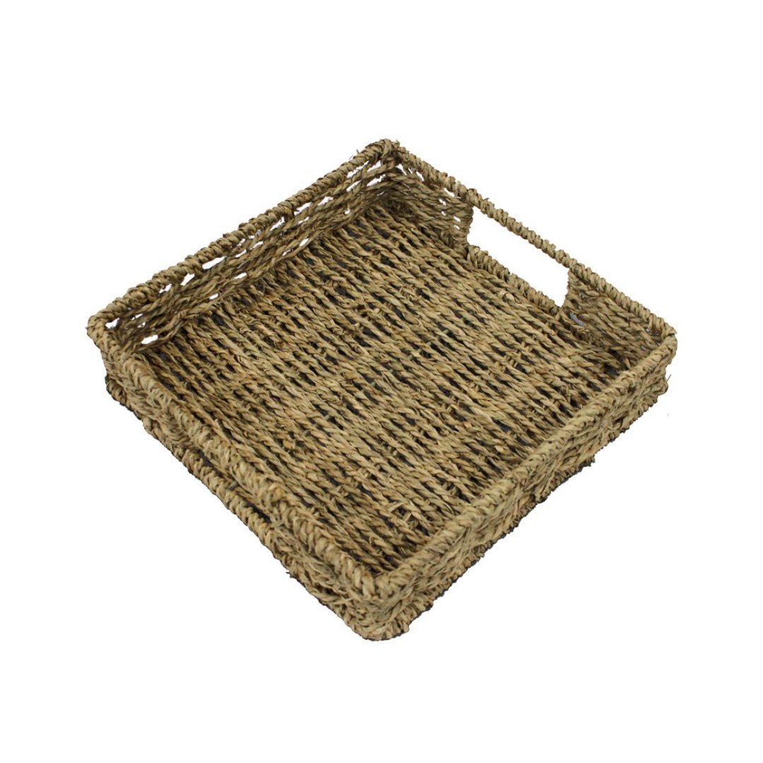 Imagem ilustrativa para Bandeja quadrada em fibra natural com alça L23xP23xA5cm