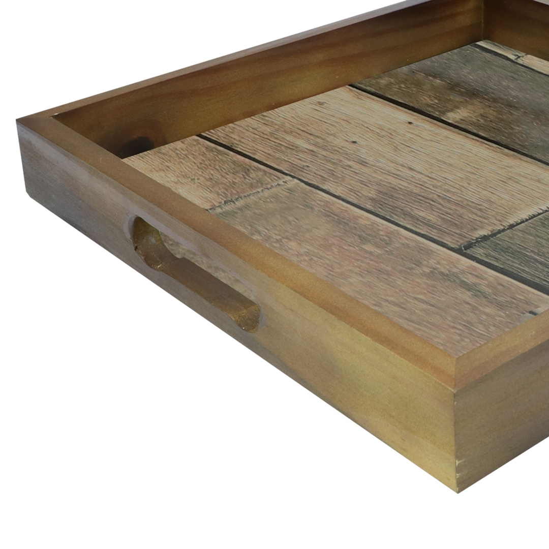 Fotografia para o produto Bandeja quadrada de madeira com alça L35xP35xA5cm