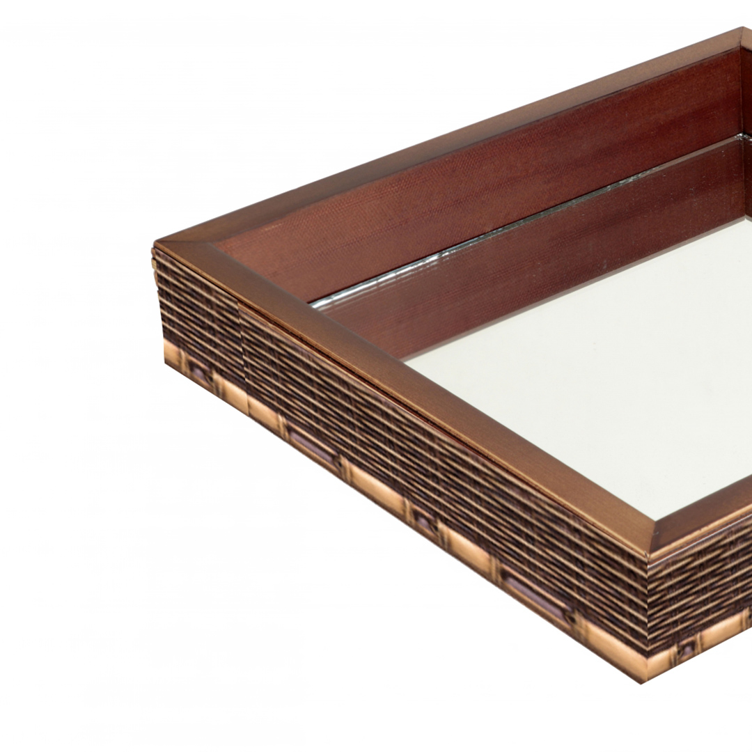 Fotografia para o produto Bandeja quadrada de madeira com espelho L27xP27xA5cm