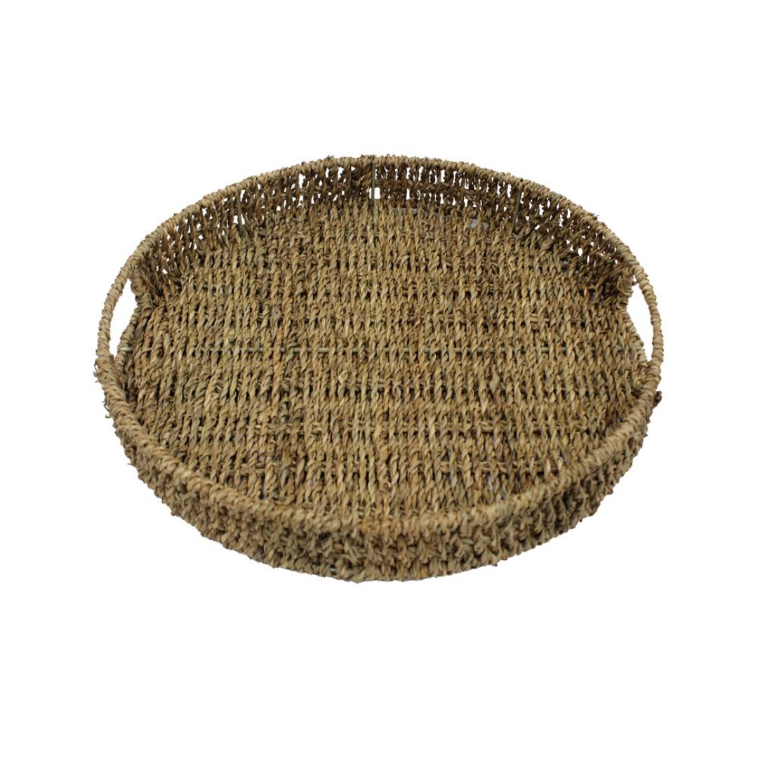 Fotografia para o produto Bandeja redonda com alça em fibra natural Ø35xA5cm