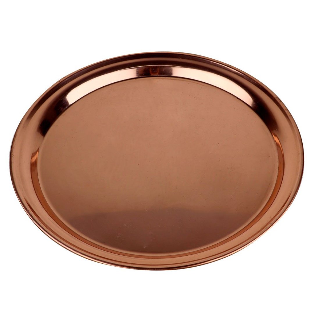 Imagem ilustrativa para Bandeja redonda em aço inox Ø35xA2,8cm cor cobre