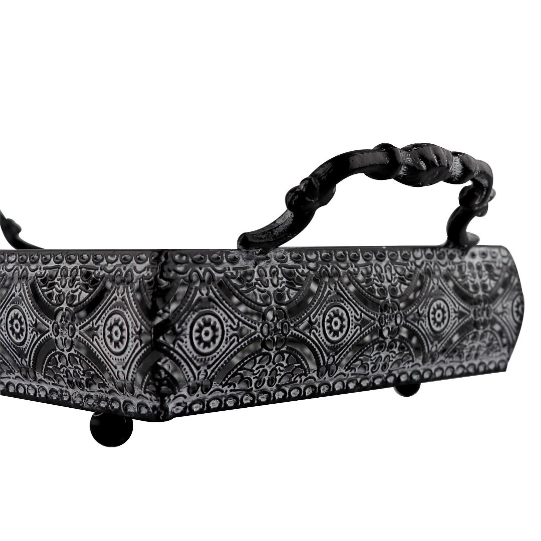 Fotografia para o produto Bandeja retangular Bakir em ferro com espelho e alça L35xP19xA10cm cor prata