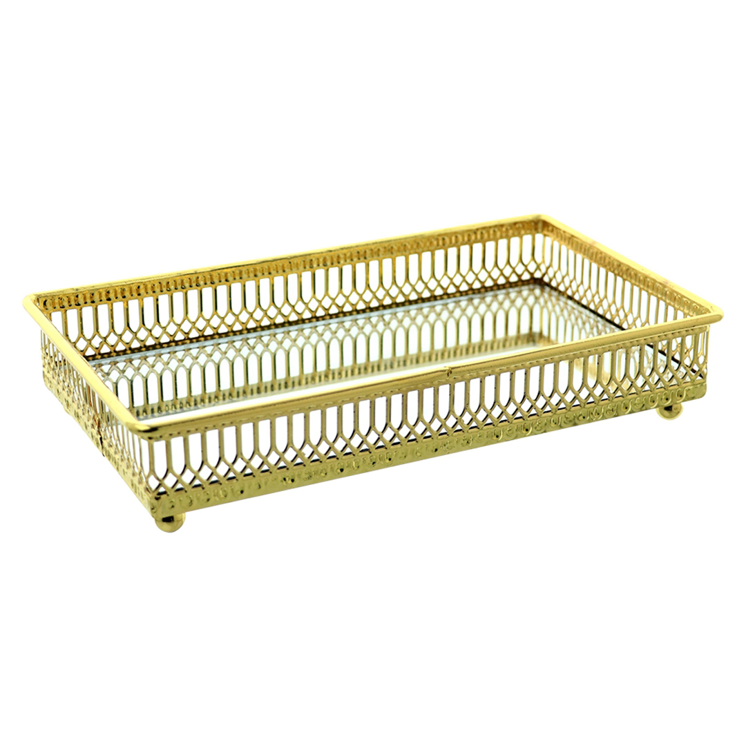 Fotografia para o produto Bandeja retangular com espelho em ferro L21xP12xA4,5cm