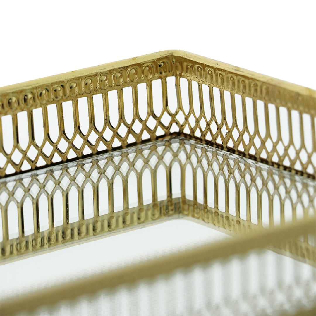 Fotografia para o produto Bandeja retangular com espelho em ferro L25xP16xA4,5cm