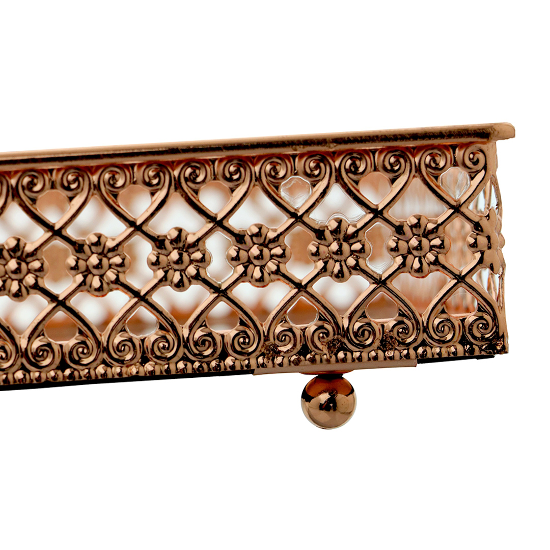 Fotografia para o produto Bandeja retangular com espelho em ferro L26xP17xA5cm