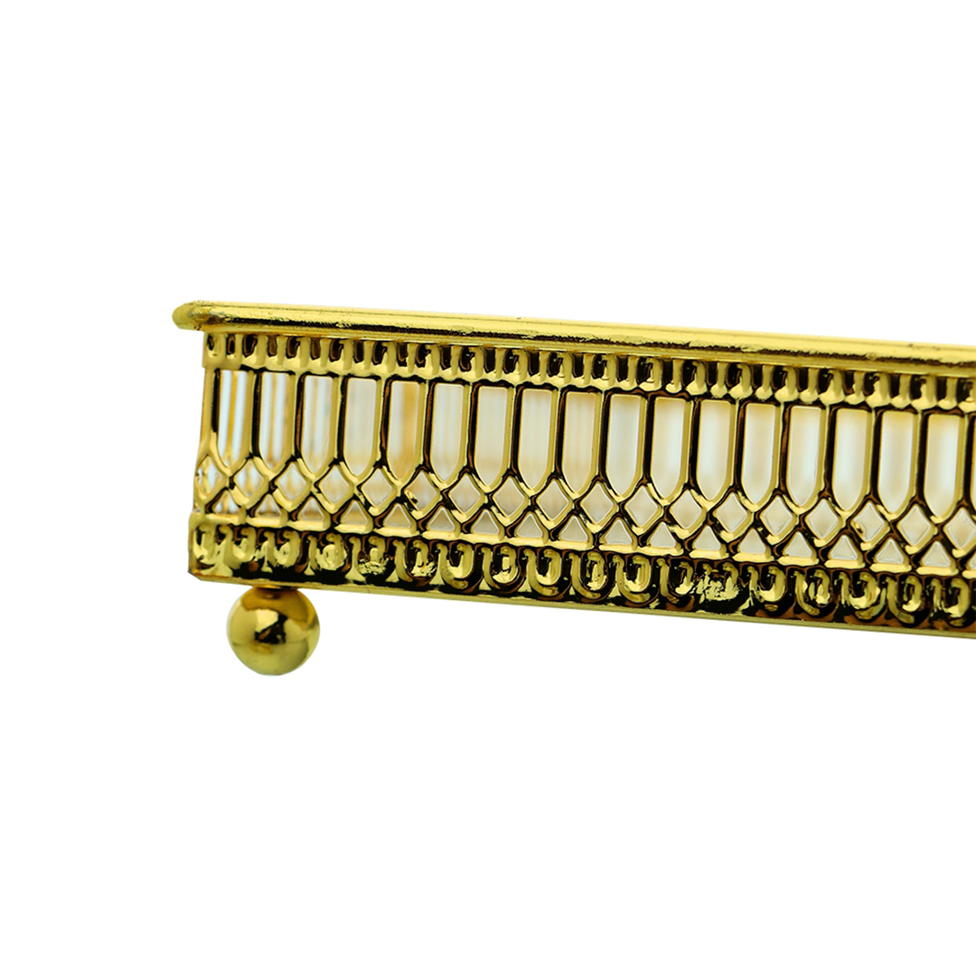 Fotografia para o produto Bandeja retangular com espelho em ferro L29xP20xA4,5cm