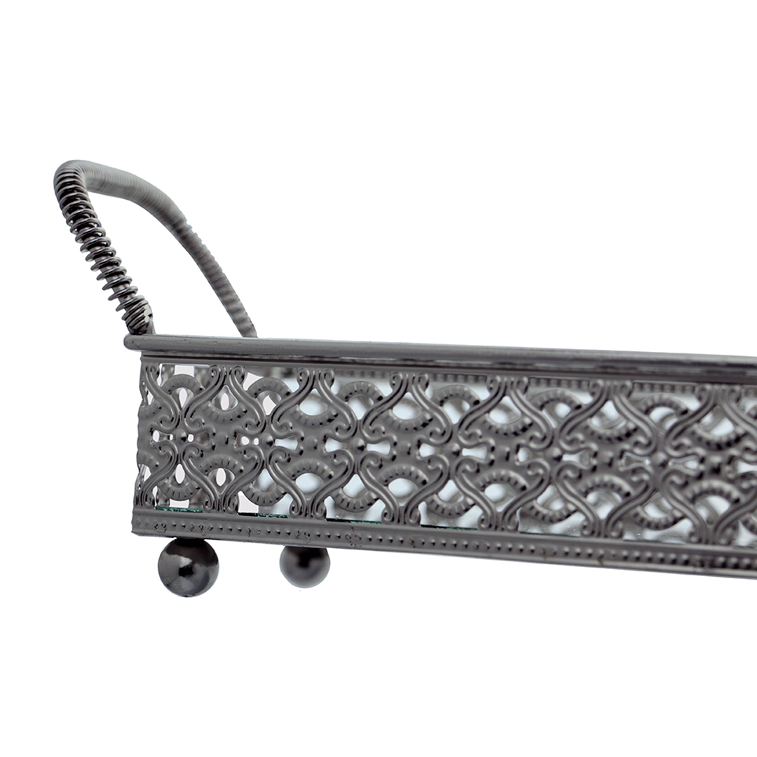 Fotografia para o produto Bandeja retangular com espelho em ferro L52xP21xA9.5cm