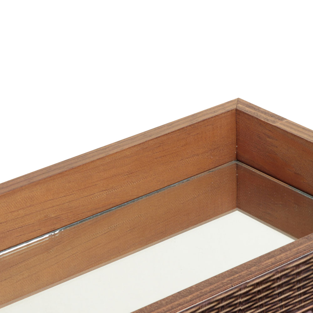 Fotografia para o produto Bandeja retangular de madeira com espelho L29xP18x5cm