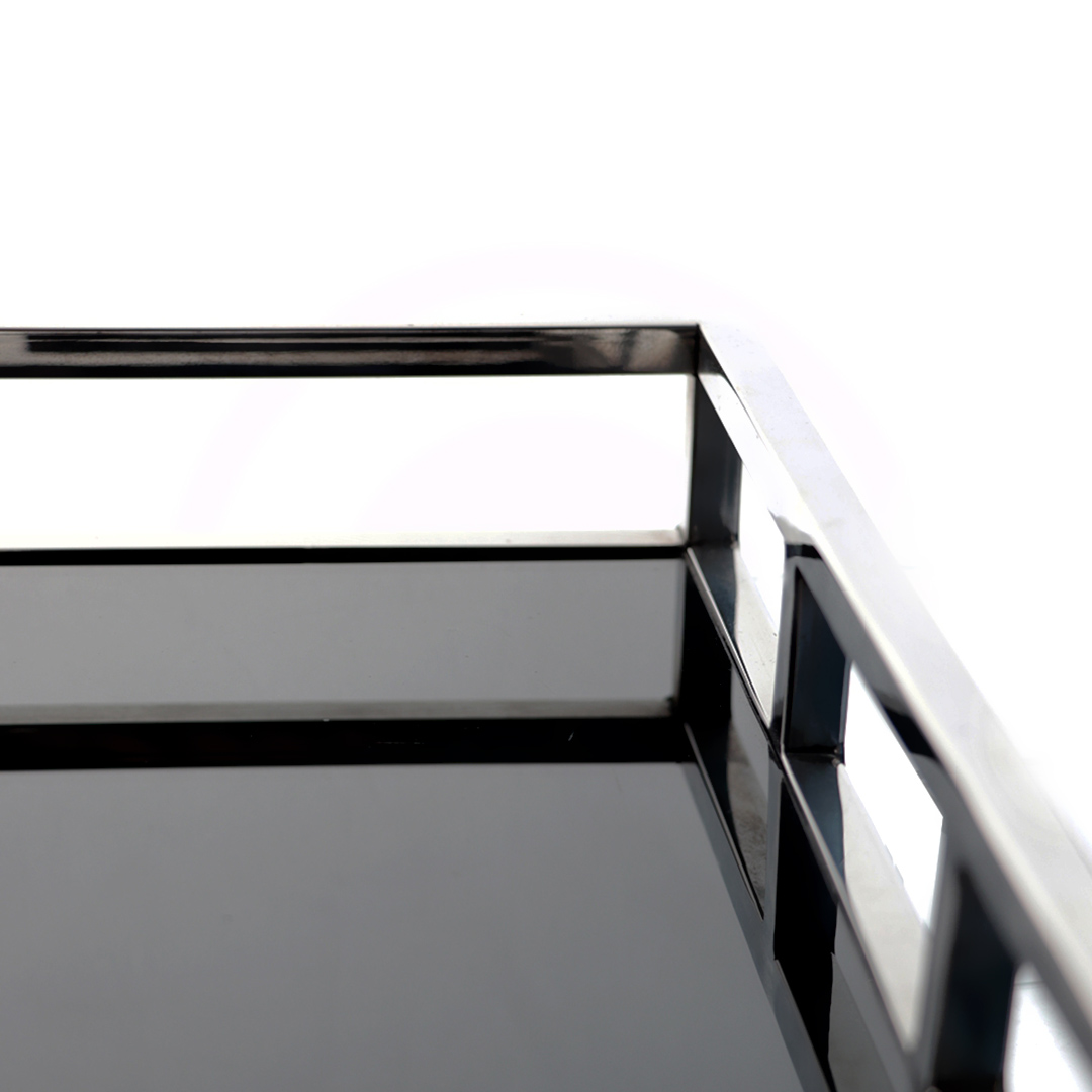 Fotografia para o produto Bandeja retangular em aço inox e vidro L46xP31xA5cm