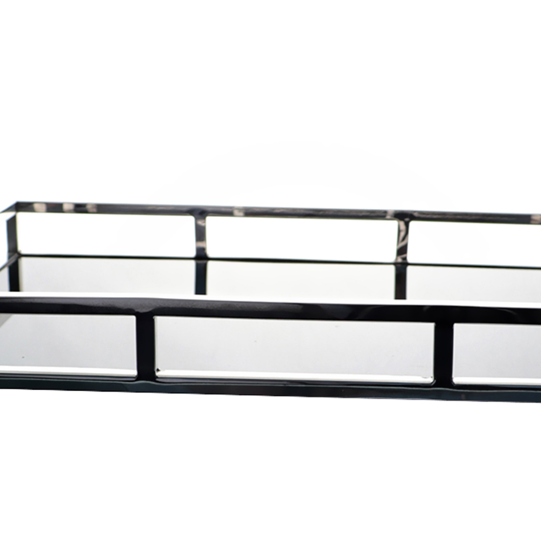 Fotografia para o produto Bandeja retangular em aço inox e vidro L46xP31xA5cm