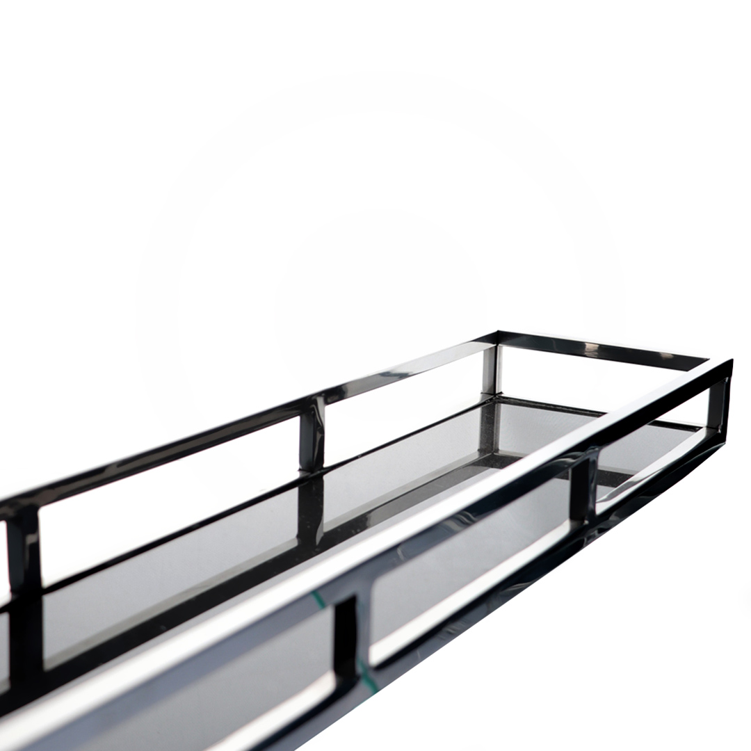 Fotografia para o produto Bandeja retangular em aço inox e vidro L60xP15xA5cm