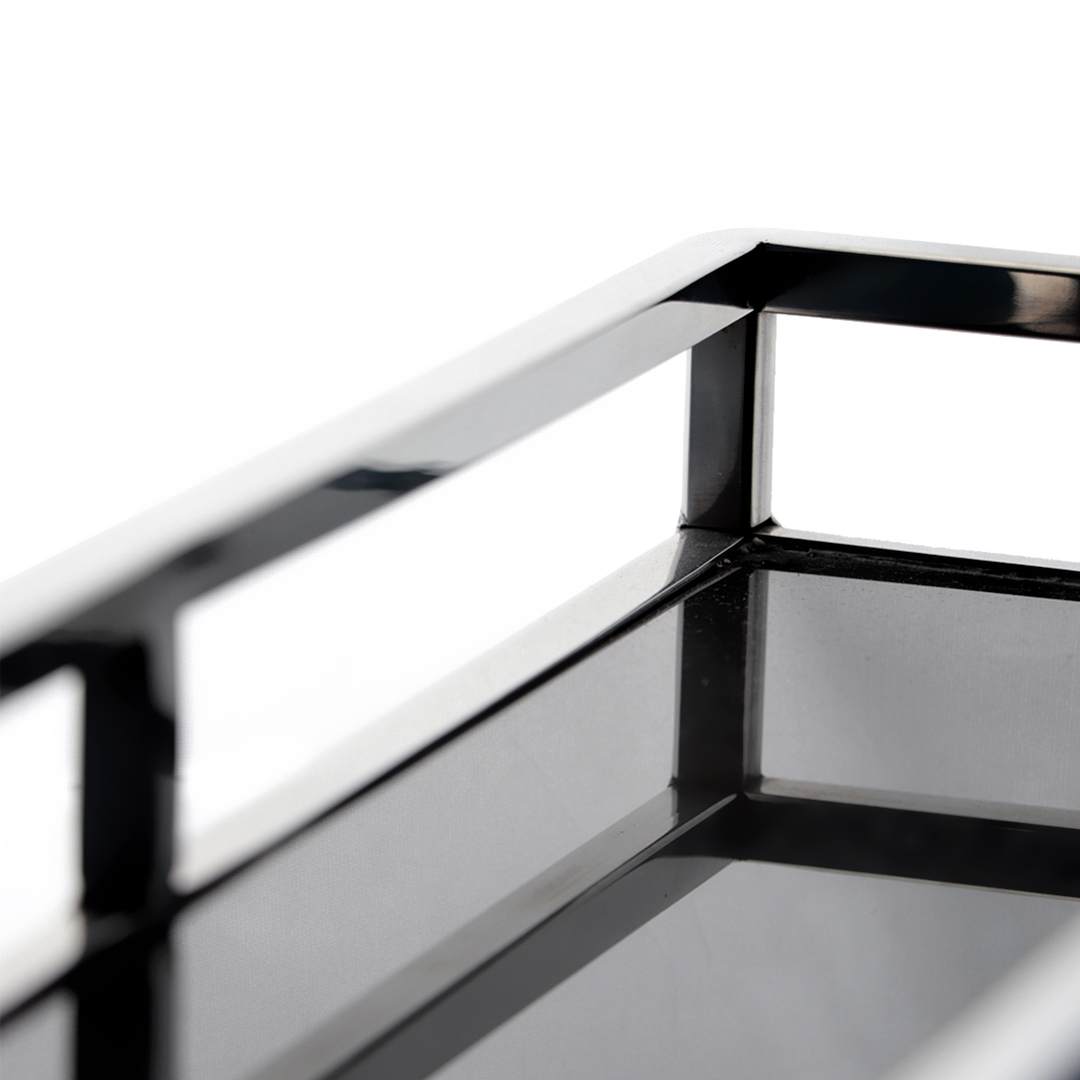 Fotografia para o produto Bandeja retangular em aço inox e vidro L60xP15xA5cm