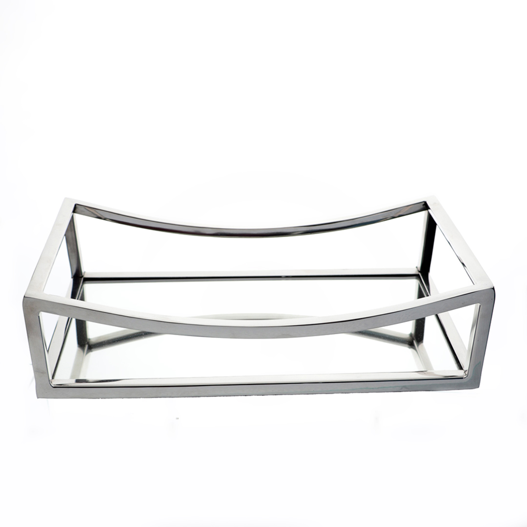 Imagem ilustrativa para Bandeja retangular em aço inox com espelho L30xP17xA8cm