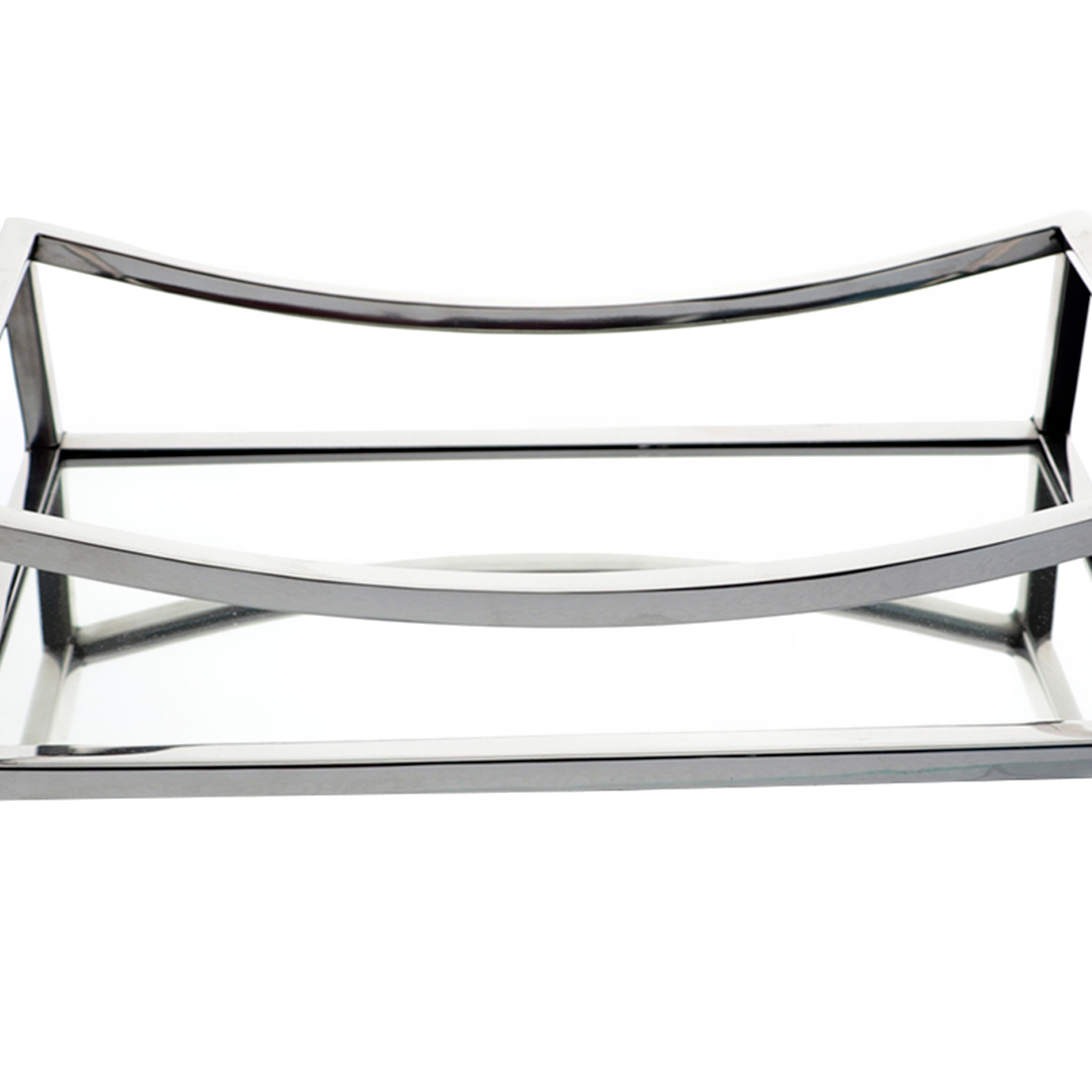 Fotografia para o produto Bandeja retangular em aço inox espelhada L30xP17x8cm