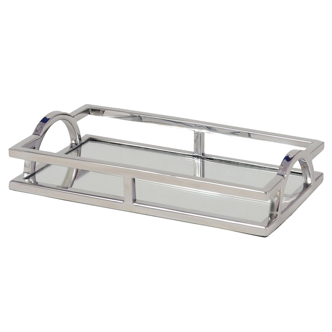 Imagem ilustrativa para Bandeja retangular em aço inox com espelho L41xP26xA5cm