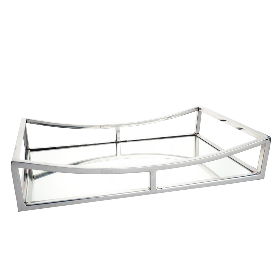 Imagem ilustrativa para Bandeja retangular em aço inox com espelho L41xP26xA8cm