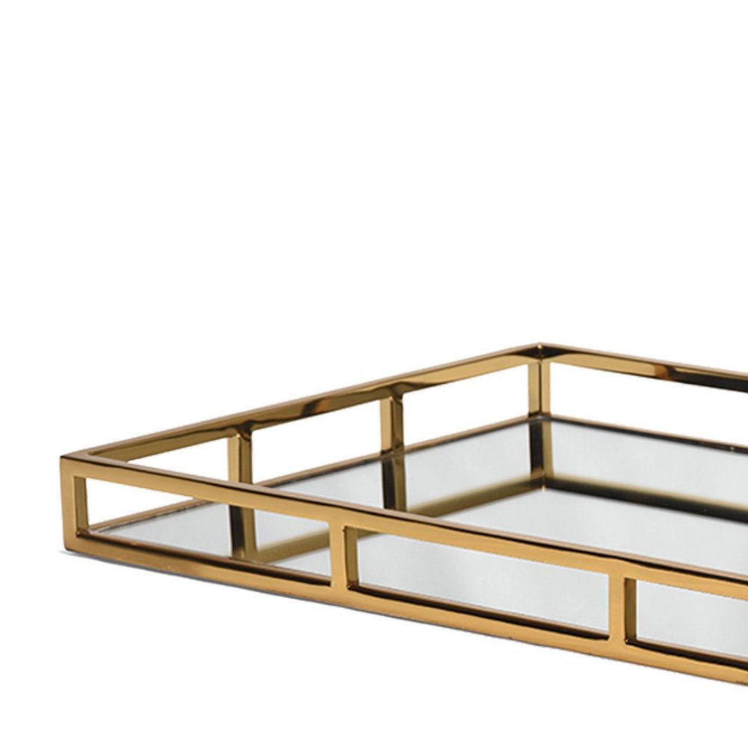 Fotografia para o produto Bandeja retangular em aço inox espelhada L56xP36xA5cm cor dourada