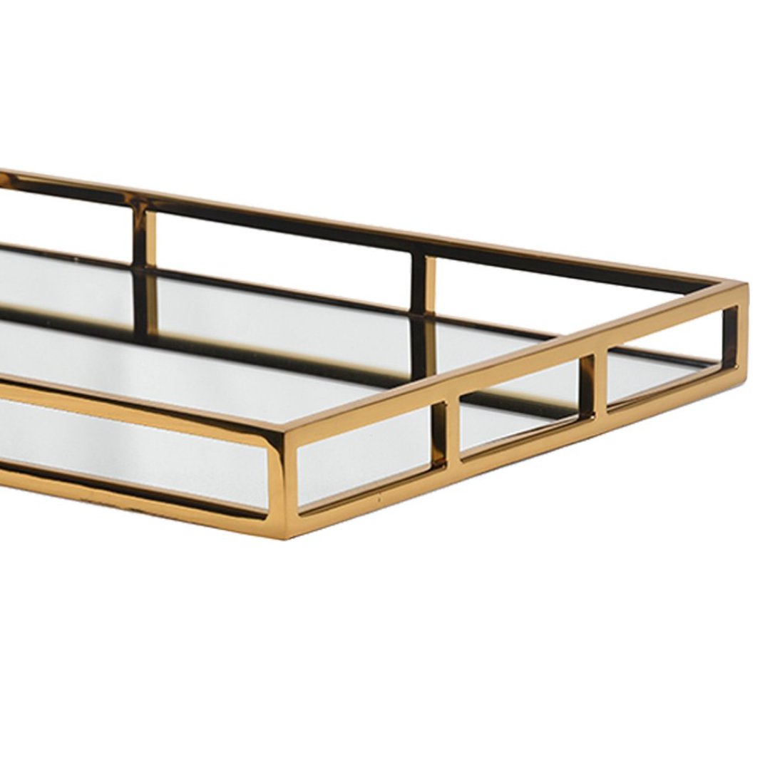 Fotografia para o produto Bandeja retangular em aço inox espelhada L56xP36xA5cm cor dourada