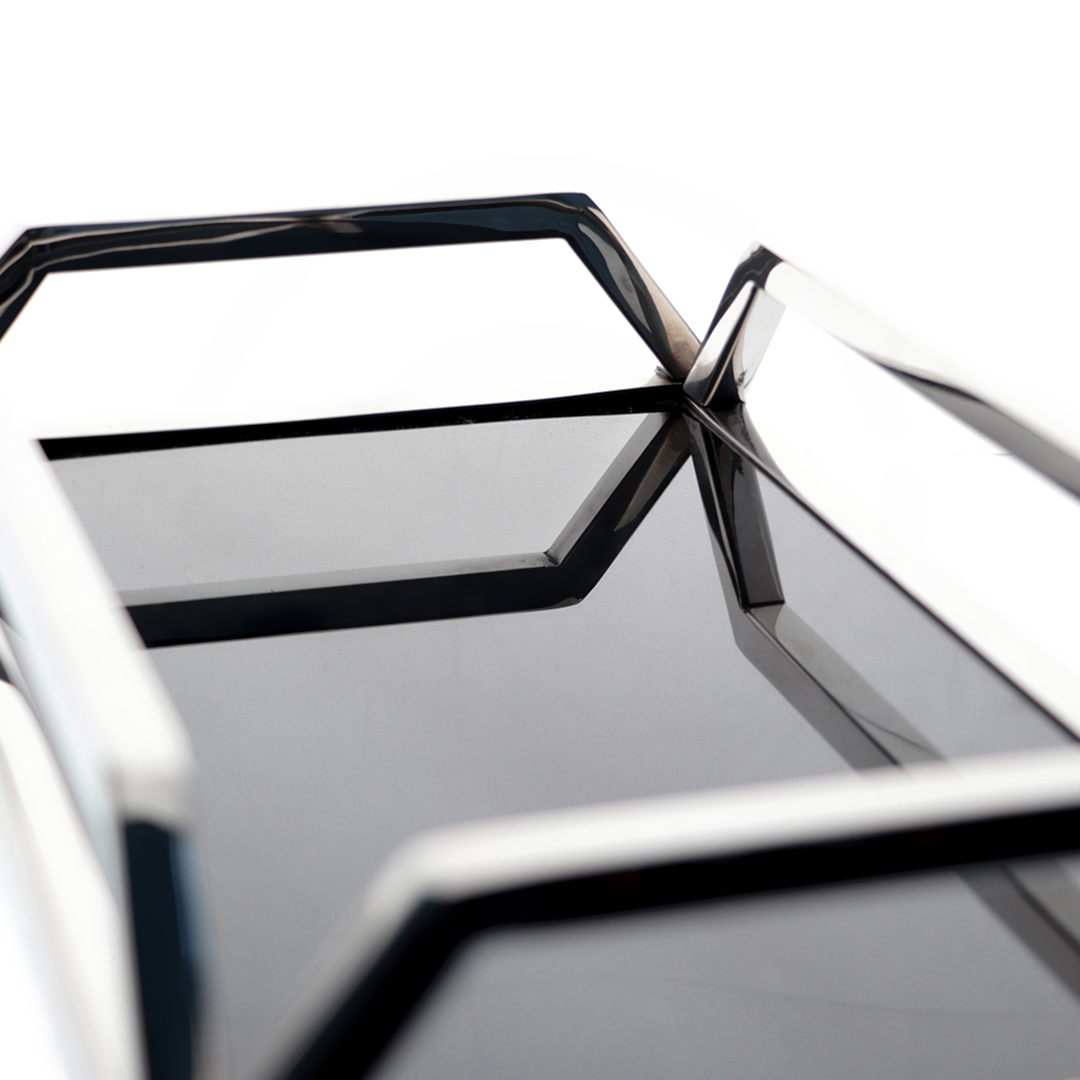 Fotografia para o produto Bandeja retangular em aço inox vidro L30xP17xA5cm