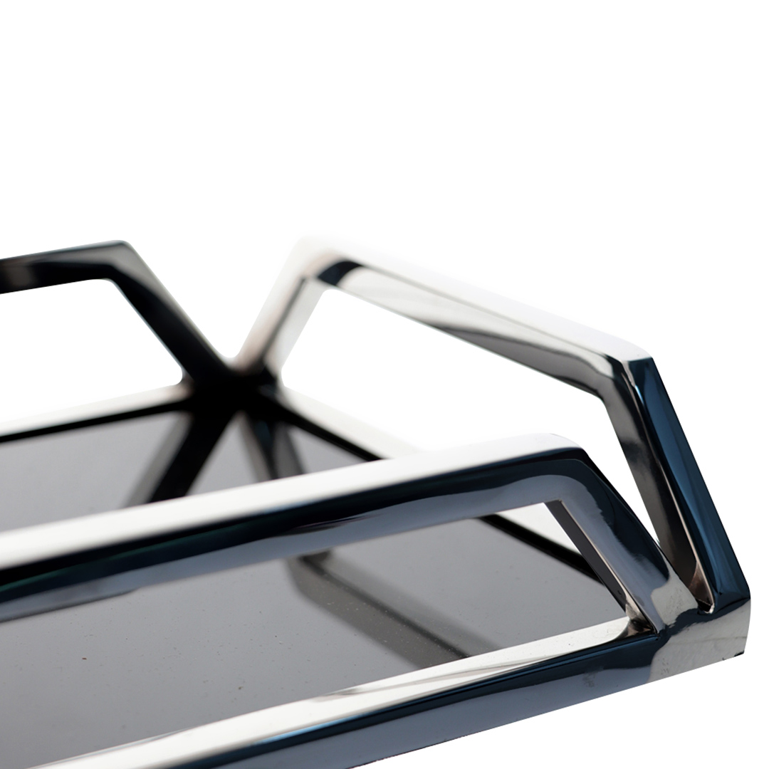 Fotografia para o produto Bandeja retangular em aço inox vidro L30xP17xA5cm