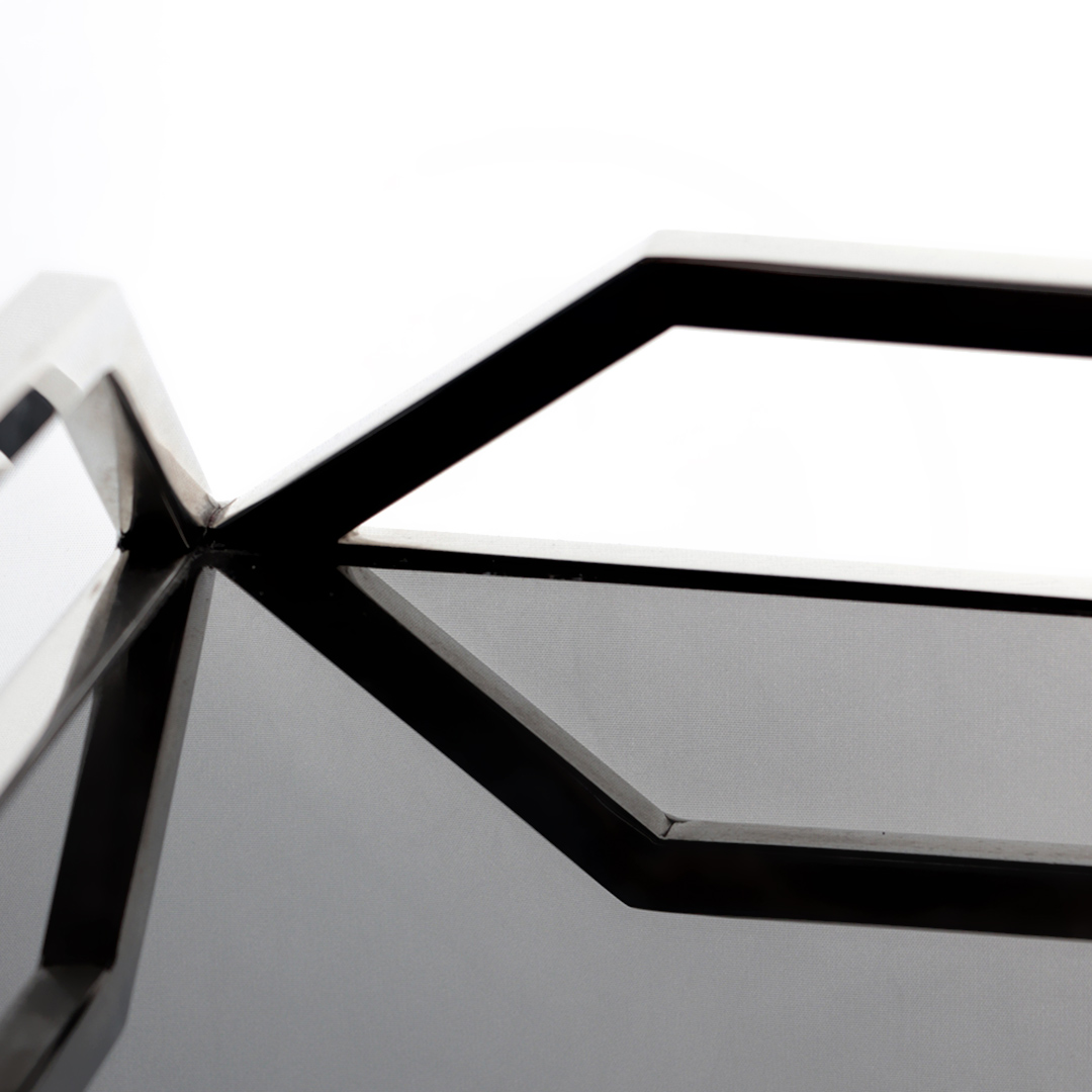 Fotografia para o produto Bandeja retangular em aço inox vidro L56xP36xA6cm