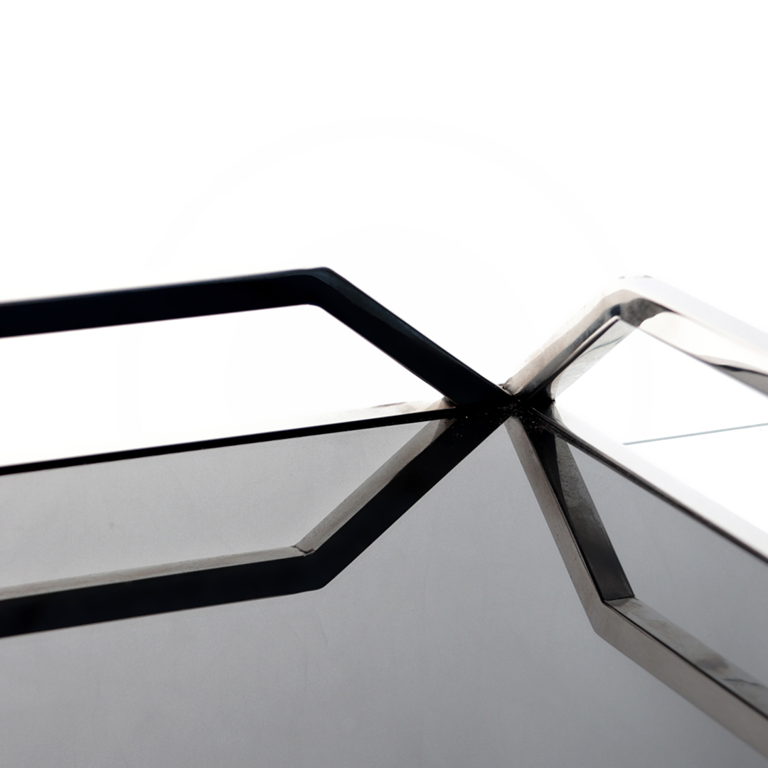 Fotografia para o produto Bandeja retangular em aço inox vidro L56xP36xA6cm