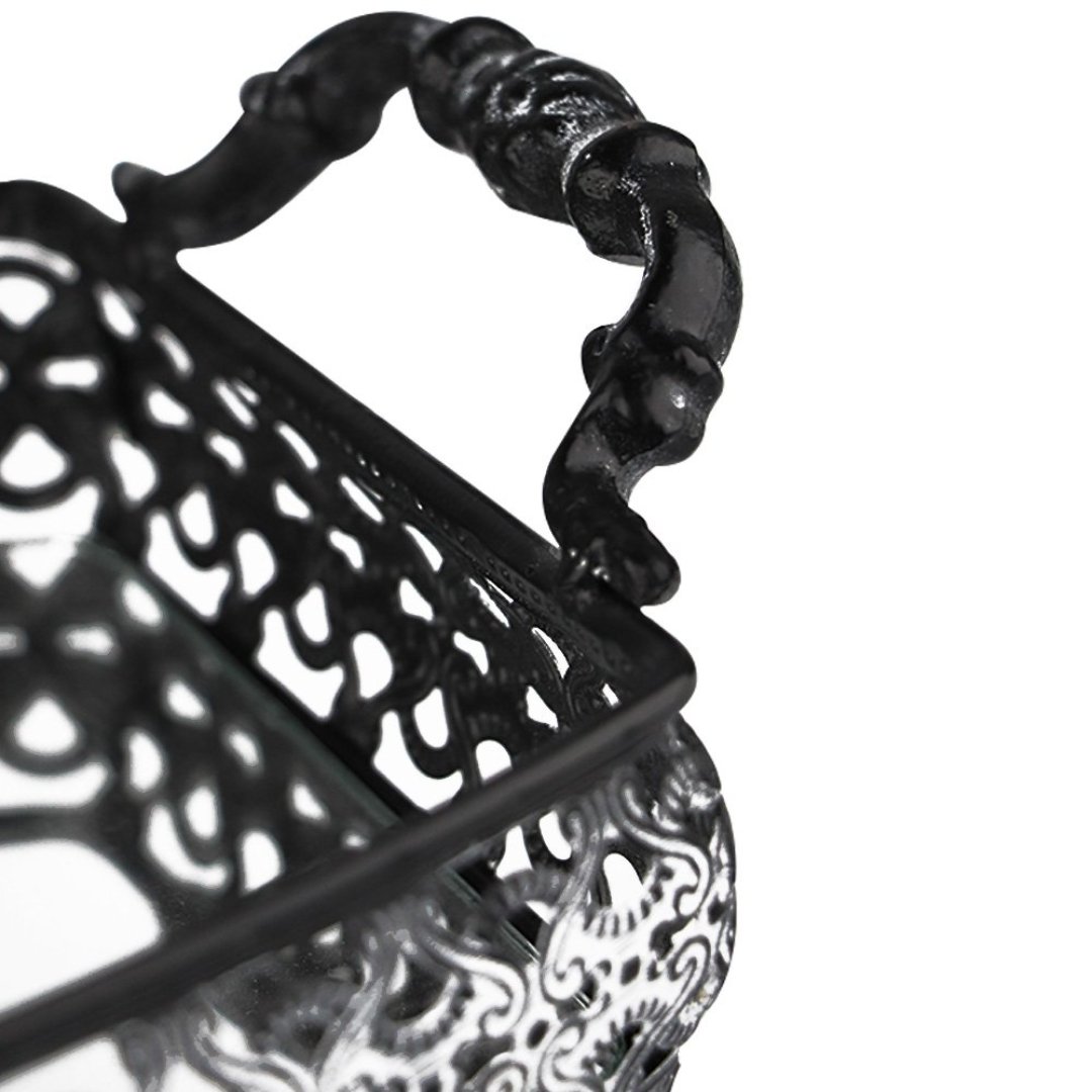 Fotografia para o produto Bandeja retangular em ferro com espelho e alça L30,5xP27,5xA9cm cor prata