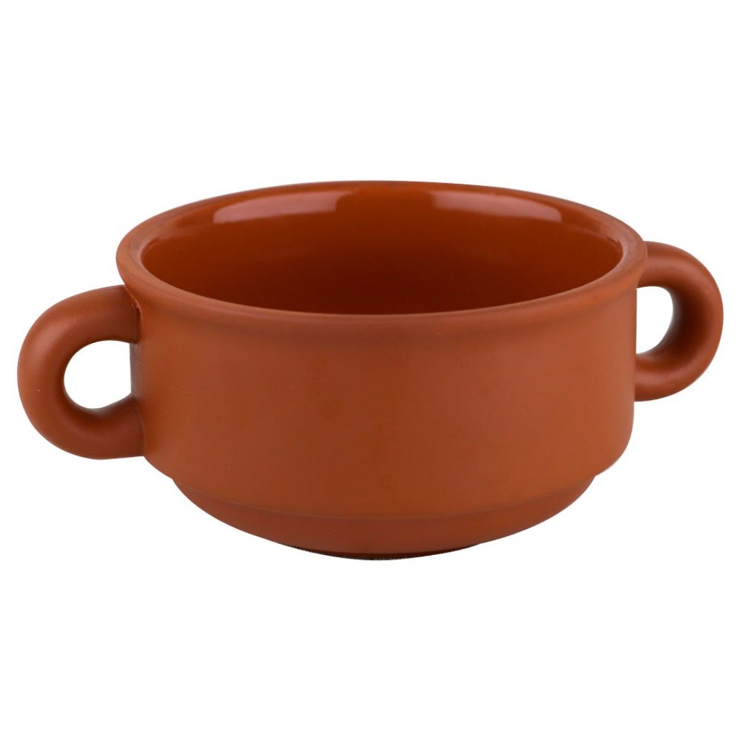 Imagem ilustrativa para Bowl em cerâmica com alça 380ml L16xP11xA6cm cor marrom