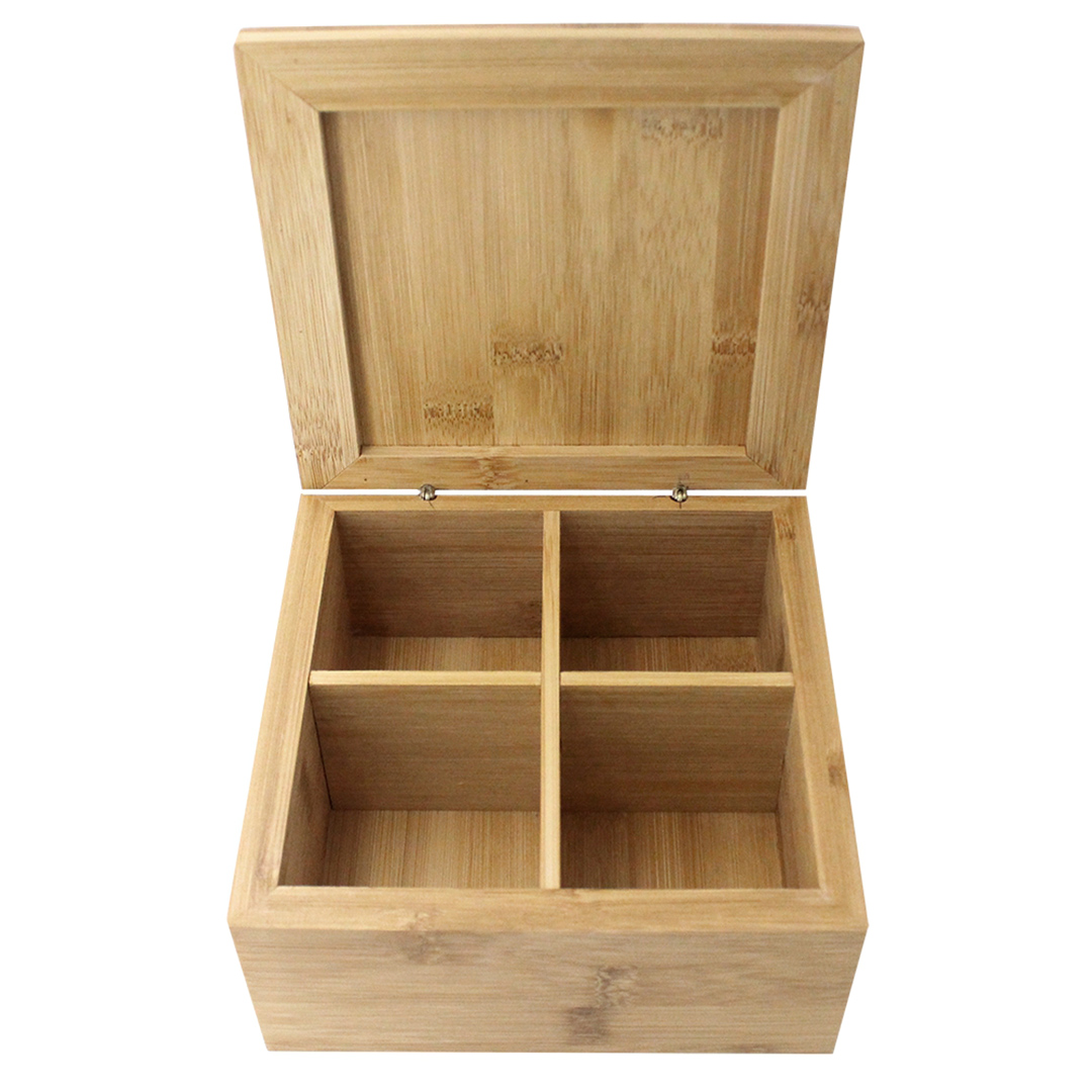Imagem ilustrativa para Caixa em bambu quadrada com 4 divisórias L16xP16xA7,8cm
