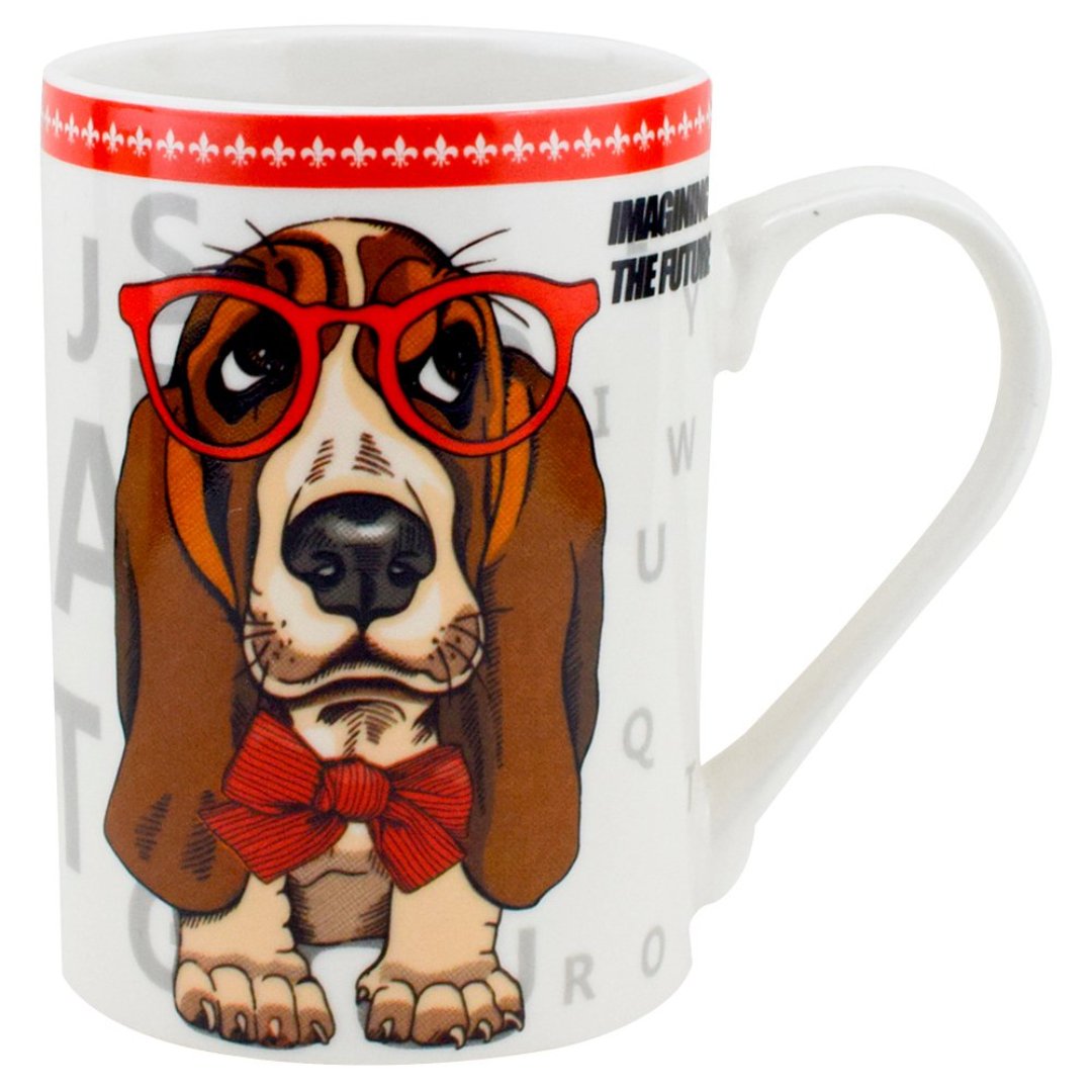 Imagem ilustrativa para Caneca Basset em new bone china 320ml cor branca