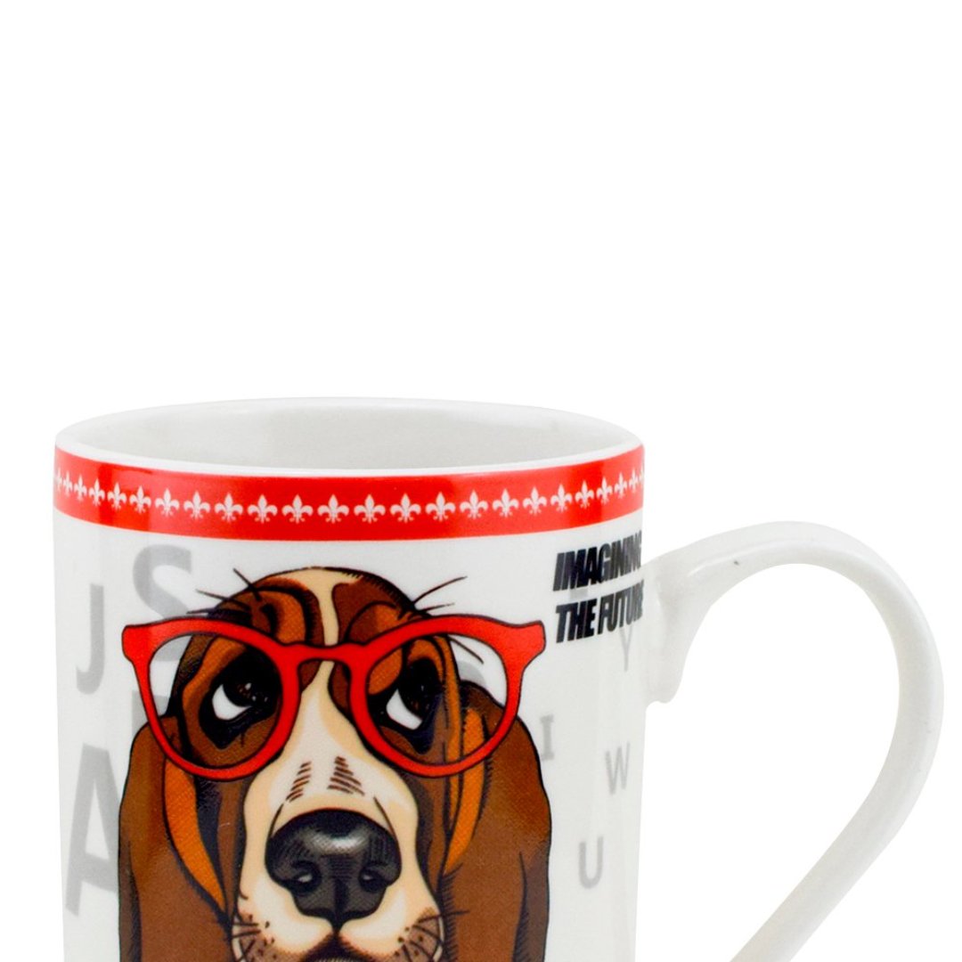 Fotografia para o produto Caneca Pet Guys Basset em new bone china 320ml cor branca