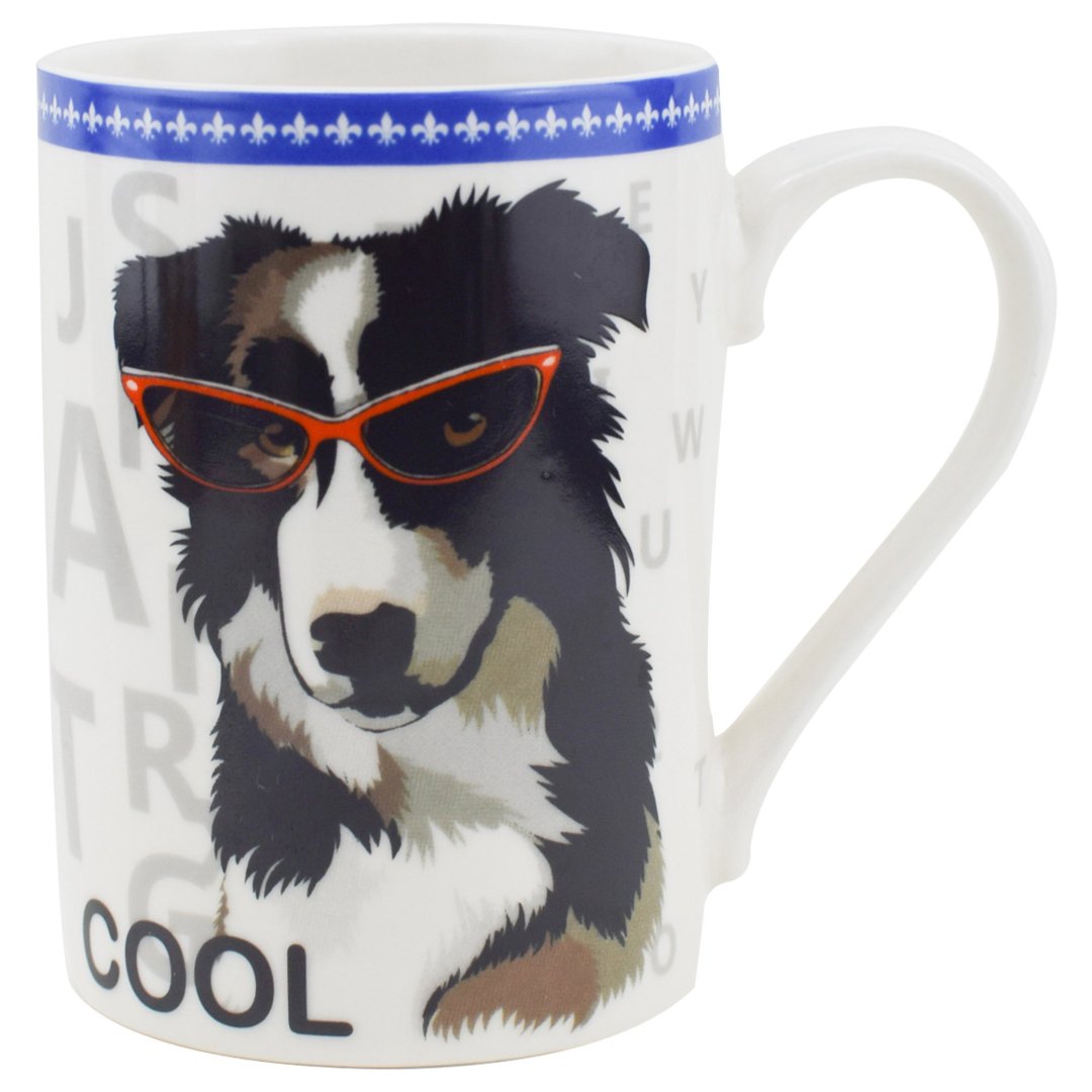Imagem ilustrativa para Caneca Border Collie em new bone china 320ml cor branca