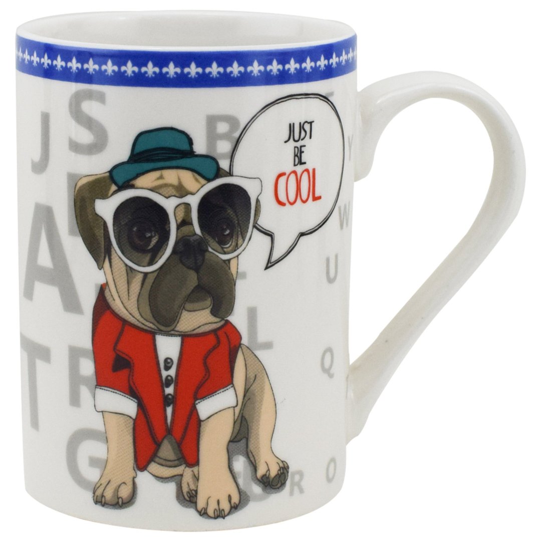 Imagem ilustrativa para Caneca Pug em new bone china 320ml cor branca