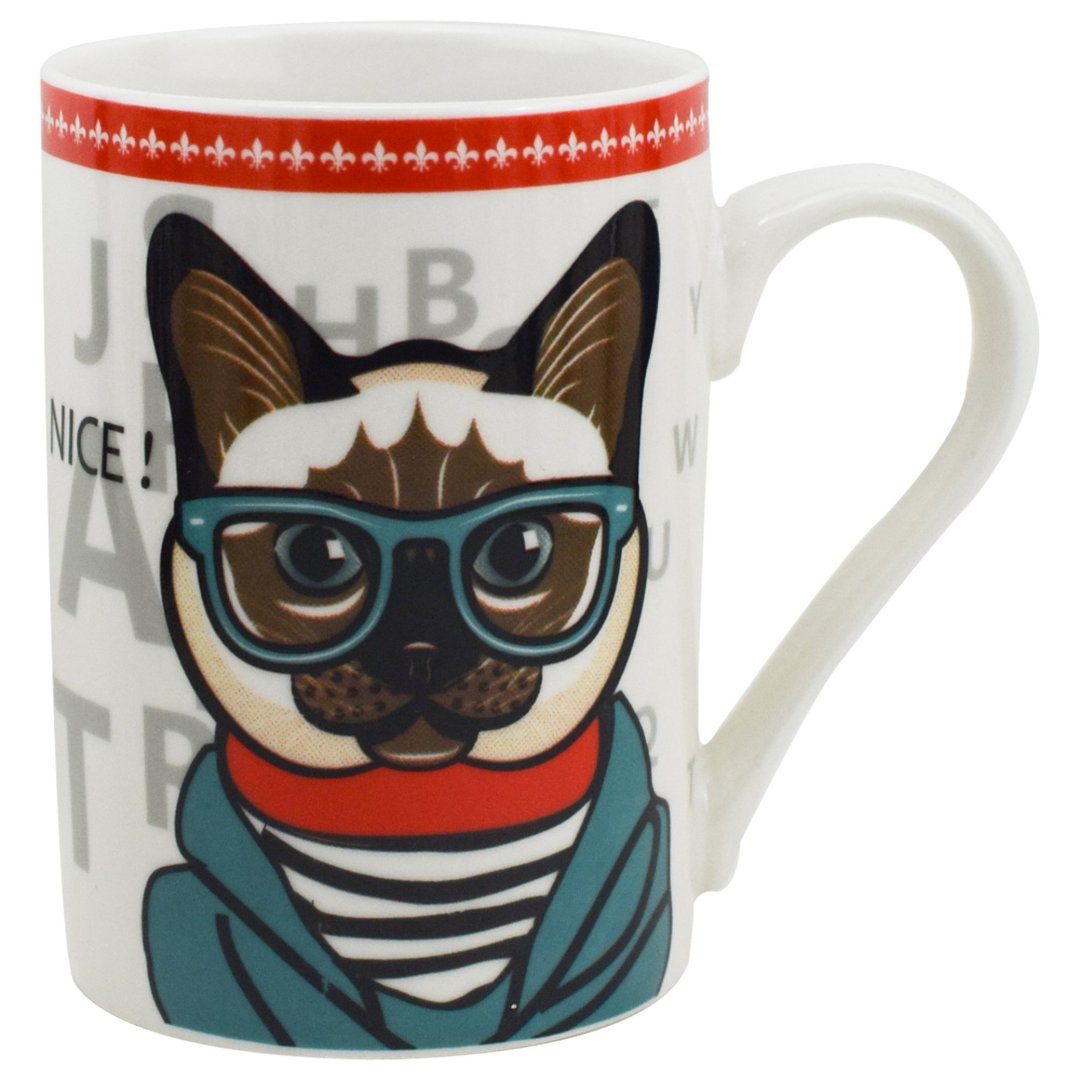 Imagem ilustrativa para Caneca Siamês em new bone china 320ml cor branca