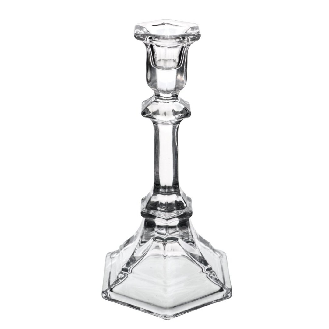 Imagem ilustrativa para Castiçal em cristal ecológico L10,5xP9,5xA19,5cm