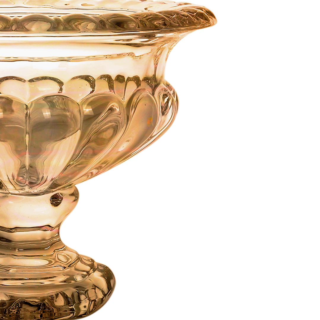 Fotografia para o produto Centro de mesa com pé em cristal ecológico Ø13xA11cm cor âmbar