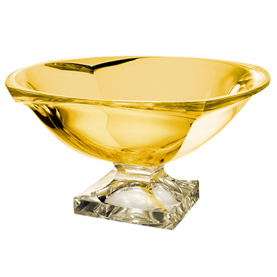 Imagem ilustrativa para Centro de mesa em cristal ecológico com pé L31,5xP34xA16,4cm cor âmbar