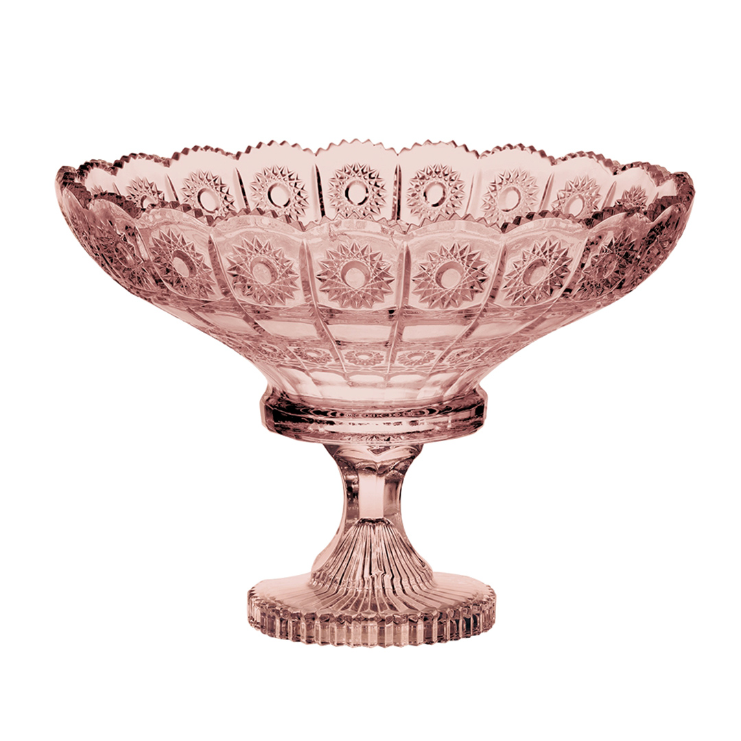 Imagem ilustrativa para Centro de mesa em cristal ecológico com pé Ø32,5xA23,5cm cor rosa