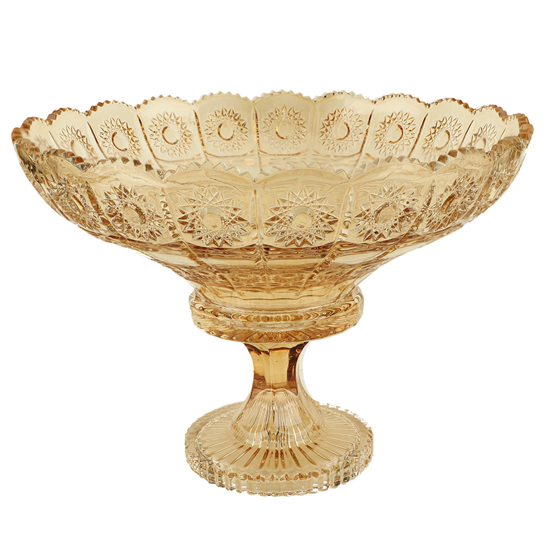 Imagem ilustrativa para Centro de mesa em cristal ecológico com pé Ø32,5xA23,5cm cor âmbar