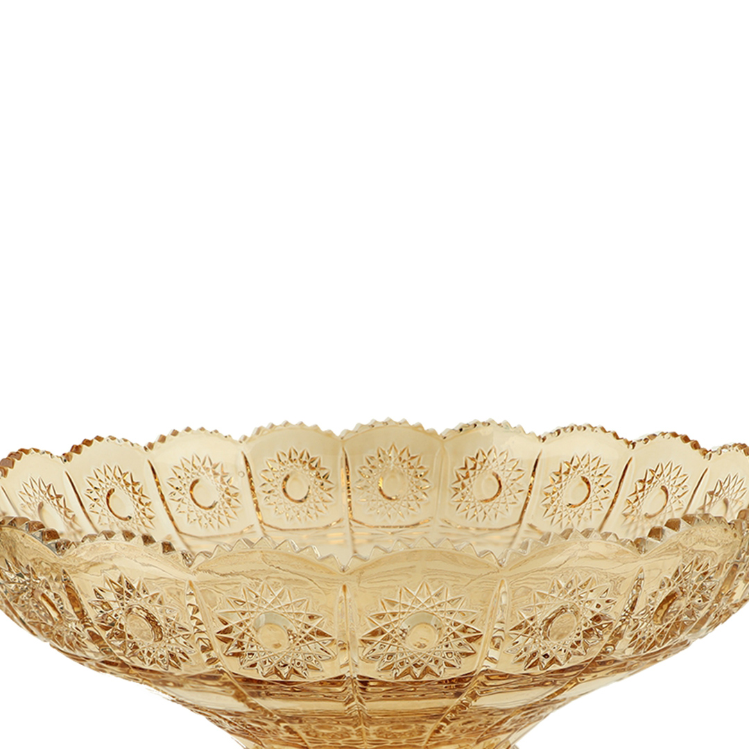 Fotografia para o produto Centro de mesa com pé em cristal ecológico Ø32,5xA23,5cm cor âmbar