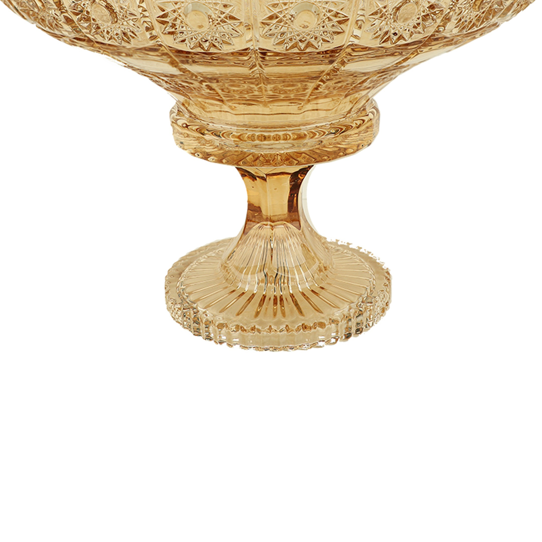 Fotografia para o produto Centro de mesa com pé em cristal ecológico Ø32,5xA23,5cm cor âmbar