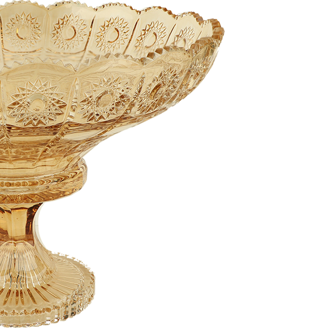 Fotografia para o produto Centro de mesa com pé em cristal ecológico Ø32,5xA23,5cm cor âmbar